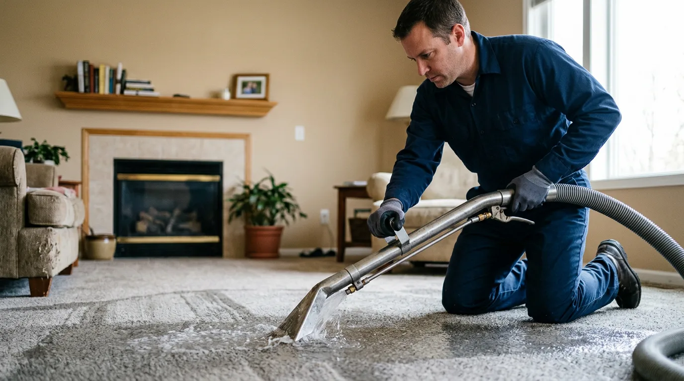 Water damage restoration technician working near Grantville, PA